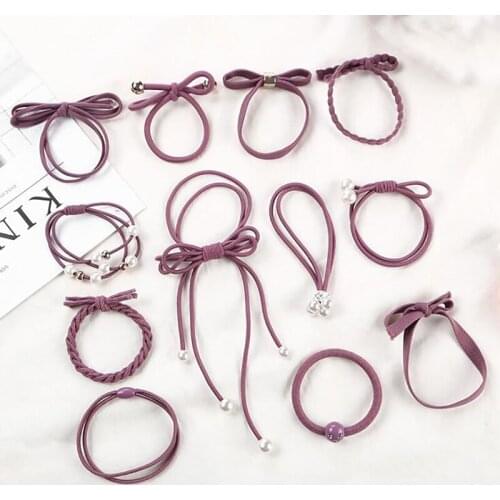 12pcs Elastic Hair Bands Rubber Ring for Girls solid color Scrunchies Holder Hair Rope Ties Headwear Hair Accessorie Fashion