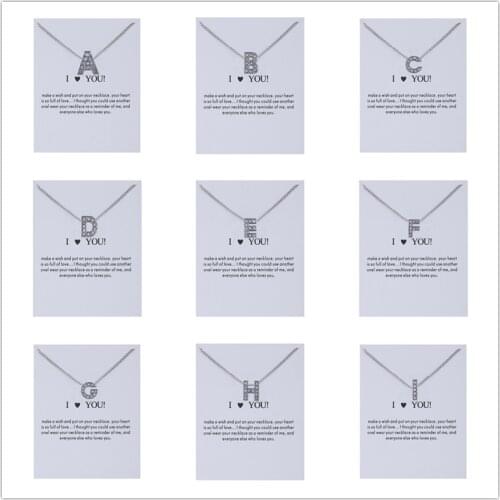 Design Initial Letters Crystal Necklace Women Sweater Chain Best Friends Gift Jewelry