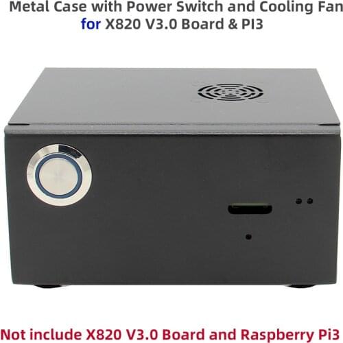 Raspberry Pi X820 V3.0 SSD&HDD SATA Storage Board Matching Metal Case / Enclosure + Power Control Switch + Cooling Fan Kit