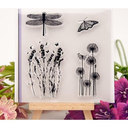 Dragonflies dandelion Transparent Silicone Rubber Clear Stamps cartoon for Scrapbooking/DIY Christmas wedding album