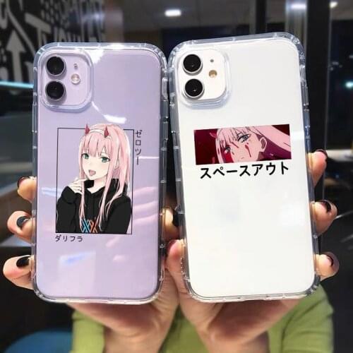 Zero Two Darling in the FranXX Phone Case For iPhone XR 11 Pro MAX 12 7 XS SE2020 X 8 6Plus Transparent Soft Cover Cartoon Shell