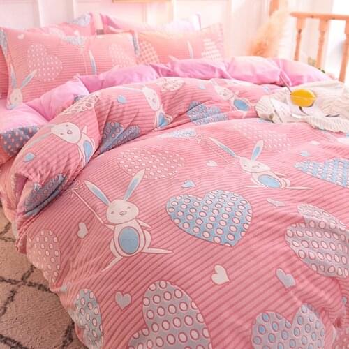 Pink 3/4pcs/set Winter Bedding Set 6D Carved Crystal Velvet Duvet Cover Flat Sheet Pillowcase Warm Washable Bed Quilt Cover