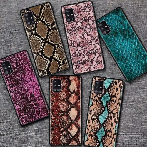 Pink Leather Snake Phone Bag For Samsung Galaxy A51 A71 A21s A12 A31 A41 A32 A02s A11 A72 A52 A42 5G A21 EU Soft Case