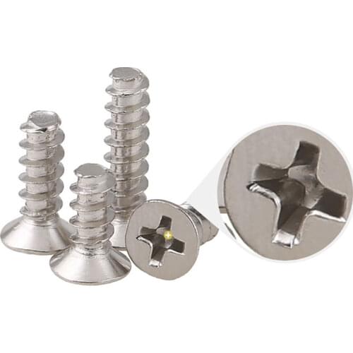 Phillips Countersunk Flat Tail Self Tapping Screws Cross Flat Head Tapping Flat End Small Bolts Nickel Plated