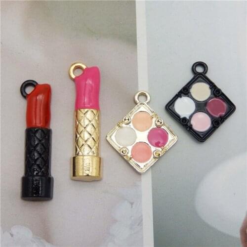 4pcs/pack Mixed floating charms make up Gold Color Tone Charm Pendants Alloy Metal Enamel Charms For DIY Jewelry Making