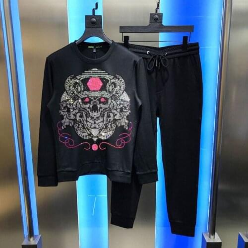 Super Luxury Brand Slim Hoodie+Trousers Mens Sportswear DIA Skull Suit Pullover Sweatshirt Autumn And Winter