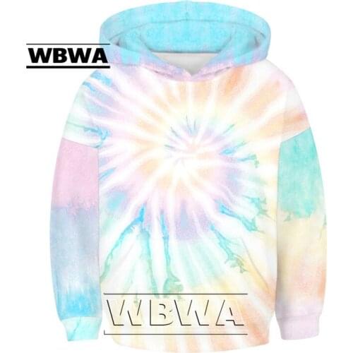 WBWA Spring 2021 unisex tie-dyed hooded long sleeve pullover casual boys and girls sweatshirt 3D hooded childrens wear