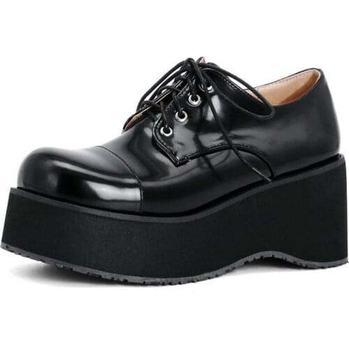 2021 customized Japanese style autumn models womens thick-soled wedges high heels big toe shoes British women shoes large size