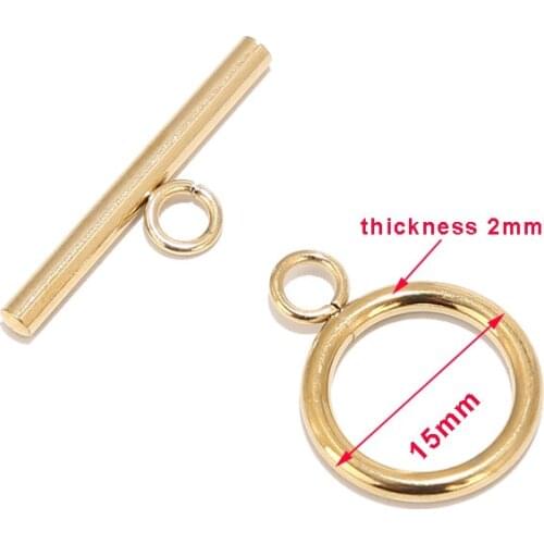10 Sets Stainless Steel Gold Plated 2*15mm Toggle Clasps Chunky OT Clasp Accessories For DIY Jewelry Bracelet Necklace Making