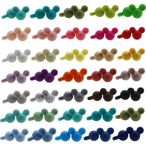 10pcs/lot Mickey Silicone Beads Baby Teether Toy Soft Chew Teething BPA Free DIY Charm Necklace Food Grade Jewelry