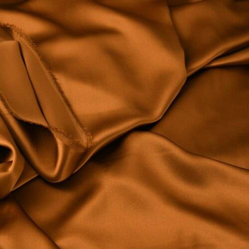140CM Wide 22MM Caramel Color Silk Crepe Satin Plain Fabric for Dress Shirt Clothes Cheongsam H688