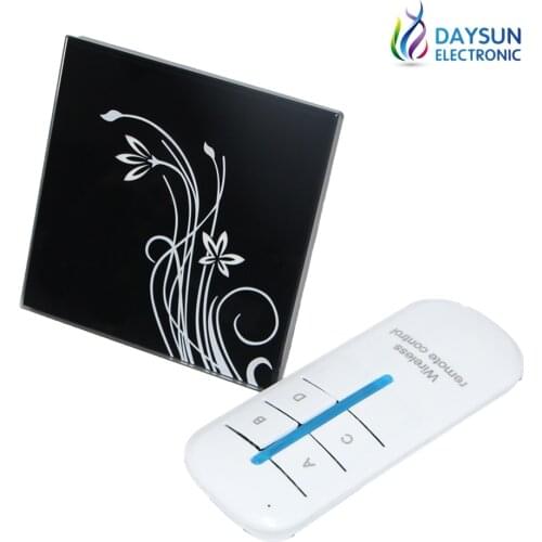 2Gang 2Way Wall Switch with Remote AC110V-265V Smart Touch Switch Home Hotel Light Switch Luxury White/Black Crystal Glass Panel