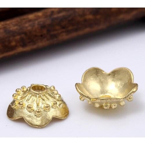 20pcs Brass Casted Quality Metal Flower Loose Spacer Beads Caps For DIY Jewelry Making Finding Necklace Accessories