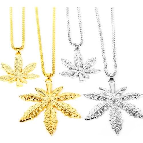 2018 New Design Cannabiss Small Weed Herb Maple Leaf Necklace Men Women Choker Pendants Charms Jewelry