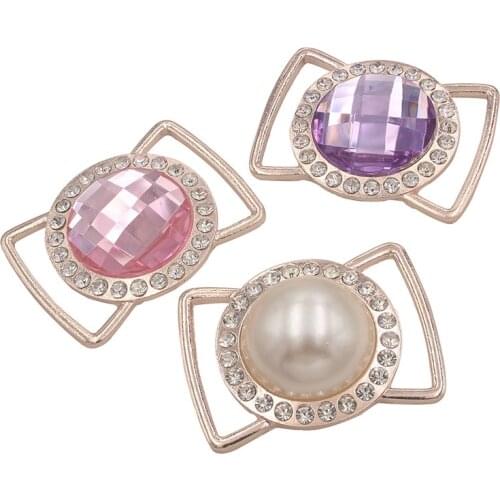 45mm Rhinestone Metal Buckle Diy Leather Crystal Shoe Buckles Decorative Ribbon Slider For Belts And Bags Accessories 2pieces