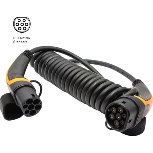 5M EVSE Wallbox 22KW 32A 3Phase EV Charging Spiral Cable Type 2 To Type 2 EV Coiled Cables For Electric Vehicle Car Charger Stat