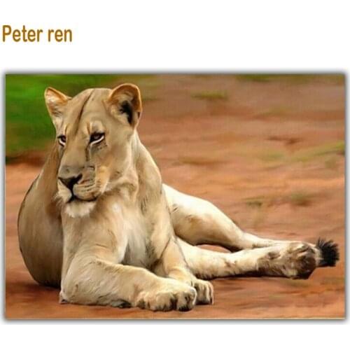 Diamond Painting DIY Diamond Embroidery Square Drill Diamond Mosaic Pasted Cross Stitch Crafts Needlework Resin rhinestone lion