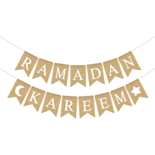 1 Set Banner Muslim Ramadan Kareem Party Decorative Banner Ramadan Kareem Swallowtail Hanging Banner Celebration Hanging Decor
