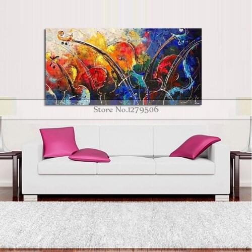 Large Size Hand Painted modern abstract guitar Oil Painting On Canvas Abstract knife painting Wall Art Picture for living room