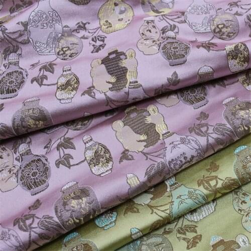 CF963 Yellow/Pink Bottle Jacquard Brocade Silky Fabric/Decoration Clothes,Cushion,Clothings Chinese Style Fabric,Sewing Material