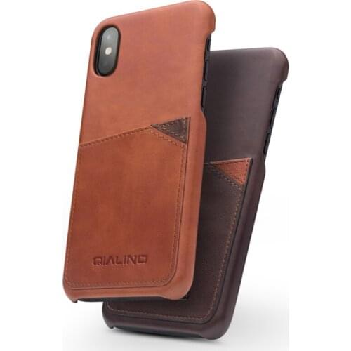 QIALINO Handmade Case for iPhone X Genuine Leather Back Luxury Cover Case bag for iPhoneX Slim Fashion phone case 5.8 inch
