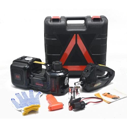 E-HEELP 3 in 1 Electric Hydraulic Car Jack 5T 12V Car Jacks with Impact Wrench &Tire Inflator Built-in LED light Newest color