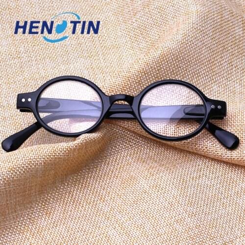 Henotin fashion round reading glasses spring hinges mens and womens readers glasses diopter 0.5 1.75 2.0 3.0 4.0