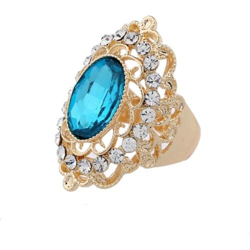2019 Fashion Silver Ring Jewelry Retro Big High polished Glass Ring For Women Wedding Party Vintage Punk Ring Size 7-9