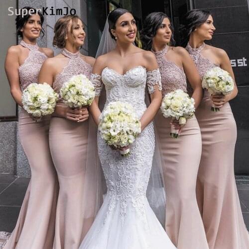 SuperKimJo Lace Applique Bridesmaid Dresses Mermaid Long Elegant Custom Wedding Party Dress Vestido De Madrinha