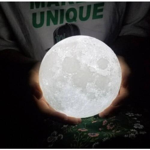 15CM moon lamp 3D print night light Rechargeable 3 Color Tap Control lamp lights 3 Colors Change Remote LED moon light gift
