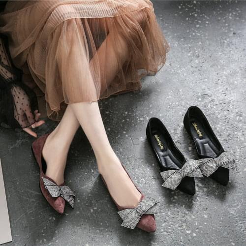 Pointed Toe Casual Women Loafers Plus Size 45 Slip On Flats Shoes Women Butterfly Soft Ladies Shoes