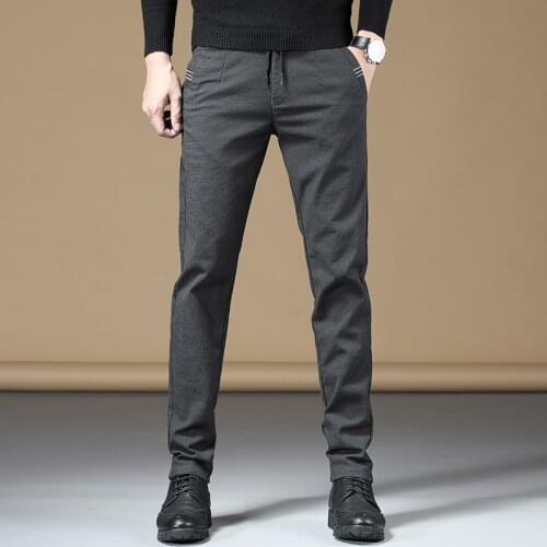 Men Pants Fashion Dress Mens Brand Business Casual Breathable Not Creased Trousers High Quality Suit Pants Male
