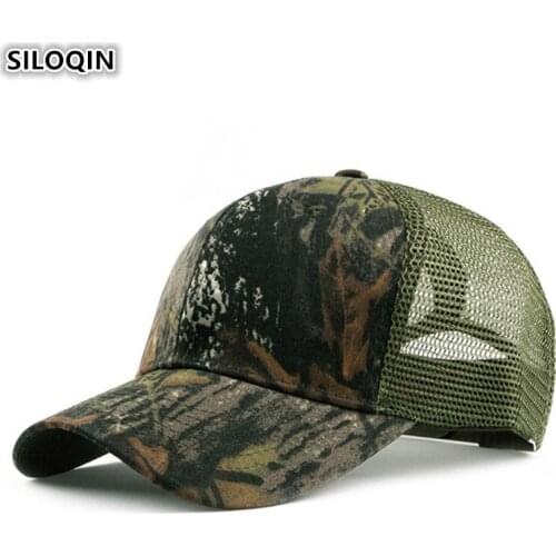 SILOQIN Camouflage Personality Hip Hop Caps For Men And Women Breathable Mesh Baseball Cap Snapback Adjustable Size Visor Hats
