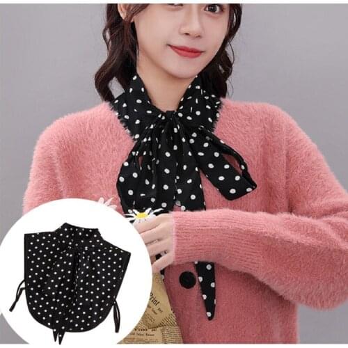 Fake Collar Classic Plaid Dot False Collars Chiffon White Black All Matching Detachable Shirt Neckwear Accessories Adult Women