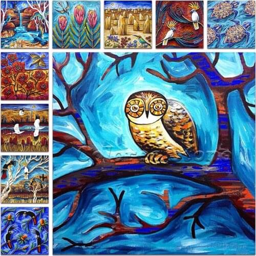 New Diamond painting Cartoon Owl tree flowers bird turtle crane crow 5D DIY Full Square Drill embroidery Cross stitch mosaic 707