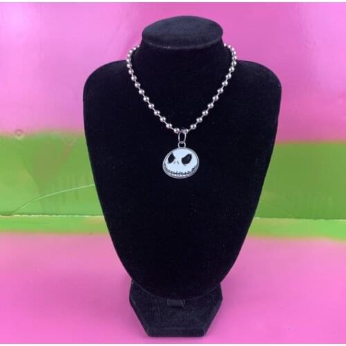 European and American grimace pendant necklace with mens and womens fashion hip-hop couple silver retro jewelry neck chain