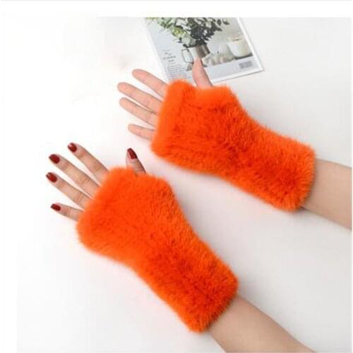 2020 Winter Mink Fur Leather Gloves Ladies Fur Gloves New Fashion Pure Elastic Gloves Knitted Gloves Women Go Off Warm Gloves