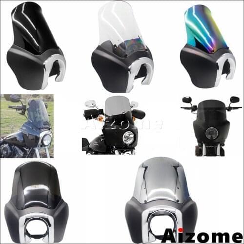 Motorcycle Front Fairing Windshield For Harley Super Glide Club Style Headlight Fairing Street Bob FXDXT FXR Relocation Bracket