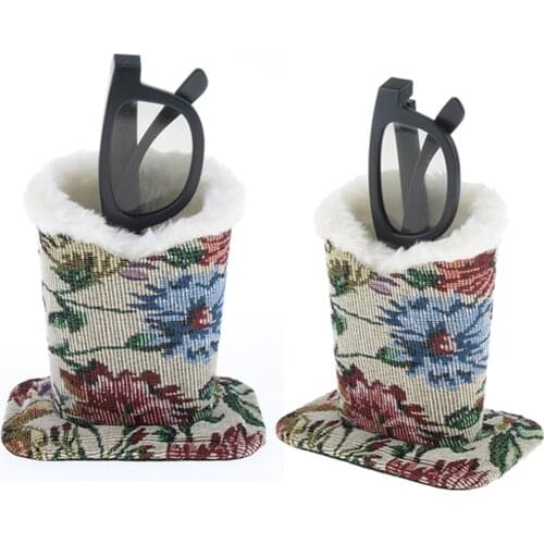 2pcs Plush Lining Eyeglass Holder Glasses Stand Case Eyewear Collections Rack Display Organizer TV Controller Storage for Desk