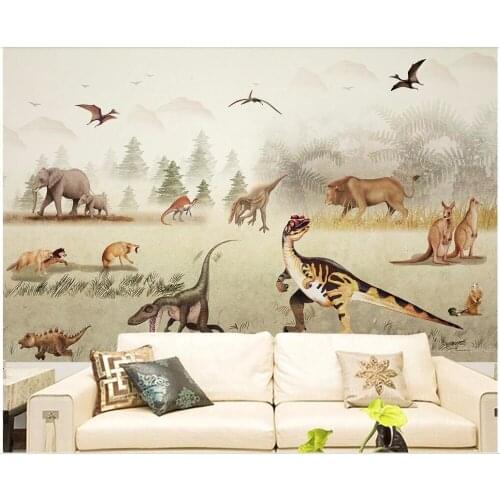 Custom photo 3d wallpaper Dinosaur animal kingdom prairie childrens room 3d wall murals wallpaper for wall 3 d print fabric