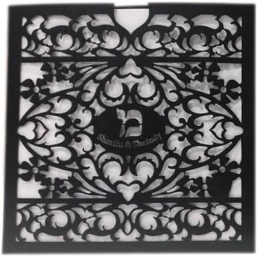 Custom hebrew name pocket style laser cut bar mitzvah bat mitzvah invitations