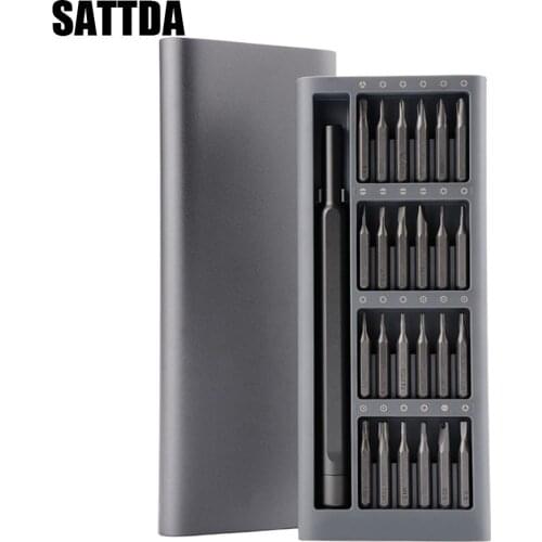 Precision Aluminium Alloy Screwdriver with 24 Steel Bits Repair Tool Kits for PC Laptop Computer Phone Quartz Watch Drone