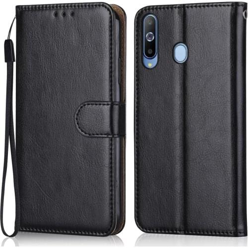 Folio Luxury Leather Case for On Samsung Galaxy A60 A606 A606F SM-A606F 6.3'' Wallet Stand Flip Case Phone Bag with Strap