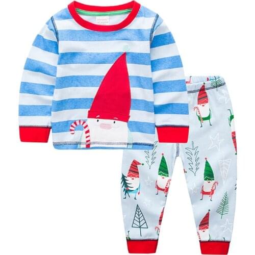 Christmas Childrens Pajamas Set Boys Girls Cotton New Years Sleepwear Long-sleeved Good Quality Kids Pajamas Suit DS19