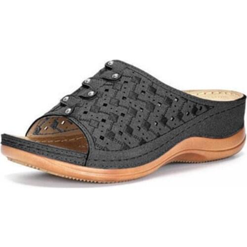 Sandals 2021 Summer Beach Wedge Sandals For Women Roman Leisure Rivets Solid Ladies Shoes Breathable Garden Bohemia Shoes Women