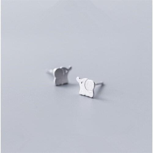 Lovely 925 Sterling Silver Animal Jewelry Fashion Cute Tiny Elephant Stud Earrings Gift for Girls Friend Teens Lady ES403