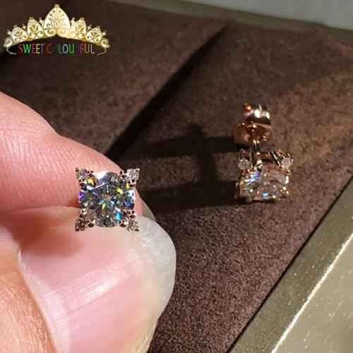 18K Gold A pair of Earrings 1CT D Color Moissanite Earrings For Women M-0.11