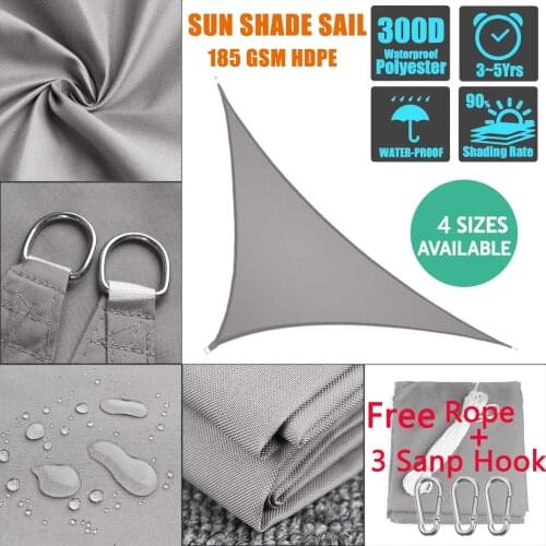 Gray 300D Awnings for outdoor Waterproof Oxford Fabric Shade Sail Right Triangle Sun shade 3x3x4.3 4x4x5.7 5x5x7.1 3x4x5