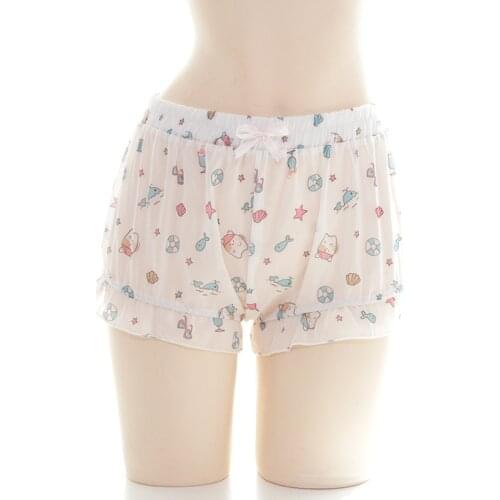 Kawaii Cat Teenage Girl Sleepwear Shorts Summer Japanese Lolita Cosplay Bottom Women Scanties Cute Pumpkin Short Pants Bloomers
