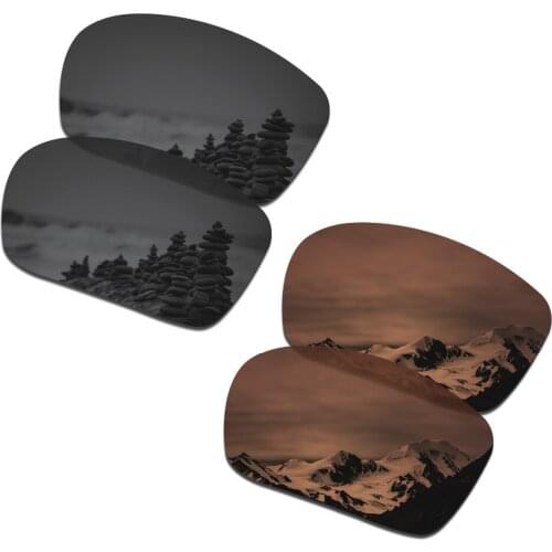 SmartVLT 2 Pairs Polarized Sunglasses Replacement Lenses for Oakley Triggerman Stealth Black and Amber Brown